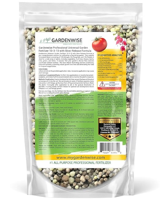 Gardenwise Professional Universal Garden Fertilizer 13-3-13 with Slow-Release Formula (10 QUARTS)