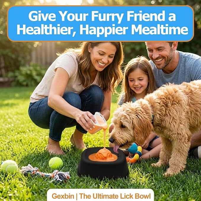 Slow Feeder Dog Bowl for Liquid Treats – Dog Lick Bowl with Rolling Ball, Anti-Slip Dog Enrichment Toy for Bone Broth and Yogurt, Calming Mental Stimulation for Small Medium Breeds,Black