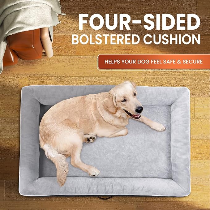 Upvilla Large Orthopedic Dog Bed, Four-Sided Cushioned Egg-Shaped Foam Dog Sofa, Waterproof Removable Cover, Pet Sofa Bed with Non-Slip Base, Larg Dog Bed,Gray