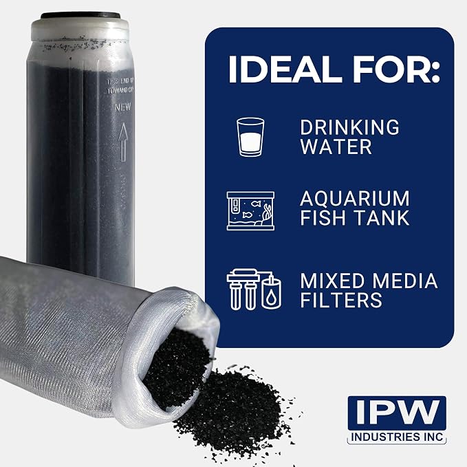 IPW Industries Bulk Activated Carbon - Coconut Shell Granular Activated Charcoal (GAC) for Water Filtration - Replacement Media for Pre and Post Carbon Water Filters (1 lb)