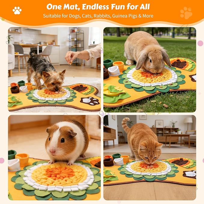 Snuffle Mat for Dogs, Pet Foraging Mat for Small and Medium Dogs, Interactive Puzzle Sniff Pad for Puppies to Keep Busy & Stress Relief, Slow Feeder Mats with Squeaky Sounds