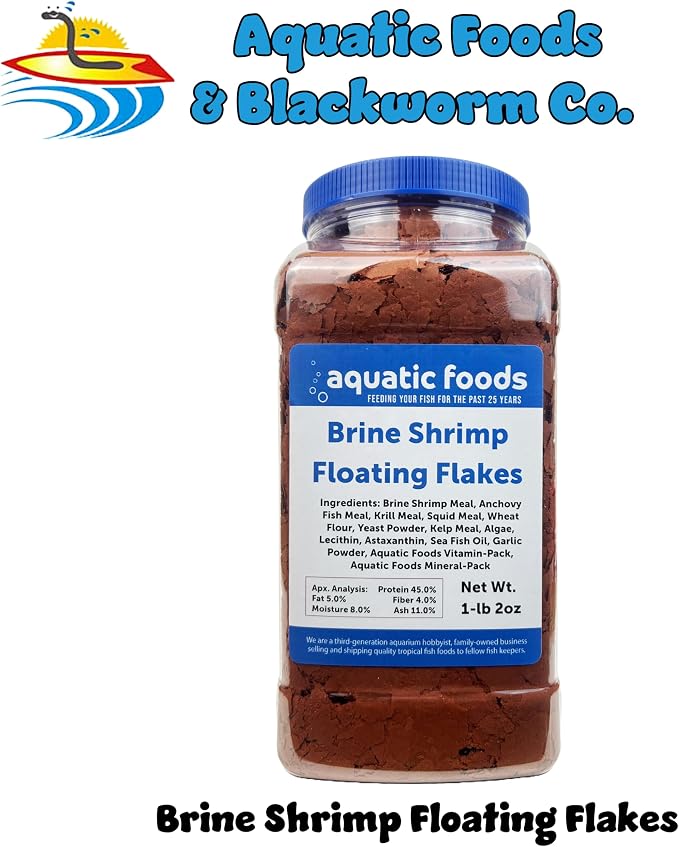 Brine Shrimp Flakes for All Freshwater Fish, All Marines, Tangs, Butterflies, Angelfish, Anthias, Clown Fish Also Pellet Mix, Wafer Mix Included…1-lb 2oz Jar