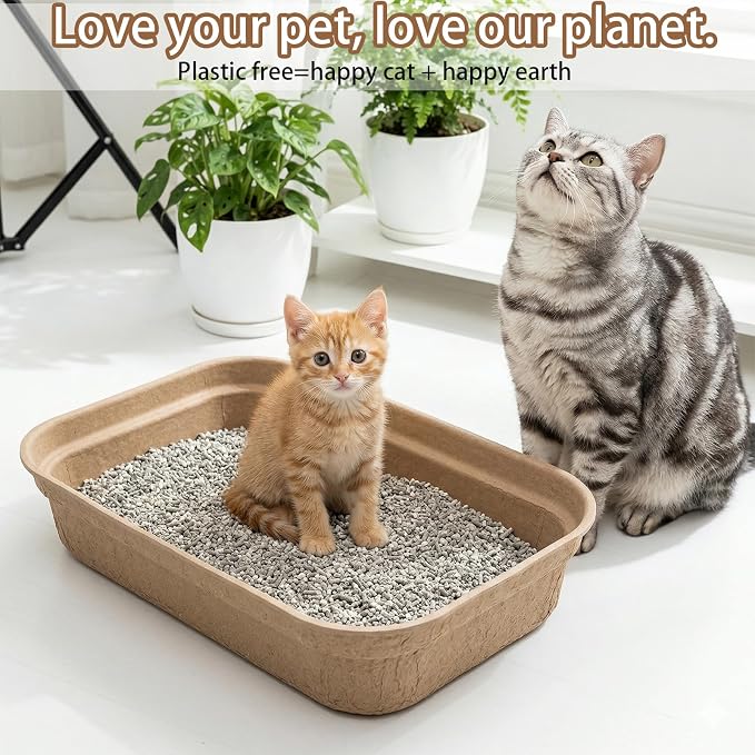 9 Pack Disposable Cat Litter Boxes, Cardboard Kitty Litter Trays with Leak-Proof Liners, Temporary Travel Toilet for Picky Cats, Small Animals, Eco-Friendly, Easy Clean-Up
