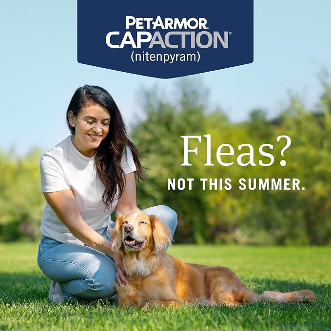 PetArmor CAPACTION (nitenpyram) Oral Flea Treatment for Dogs, Fast Acting Tablets Start Killing Fleas in 30 Minutes, Dogs Over 25 lbs, 6 Doses (Pack of 1) (Packaging May Vary)
