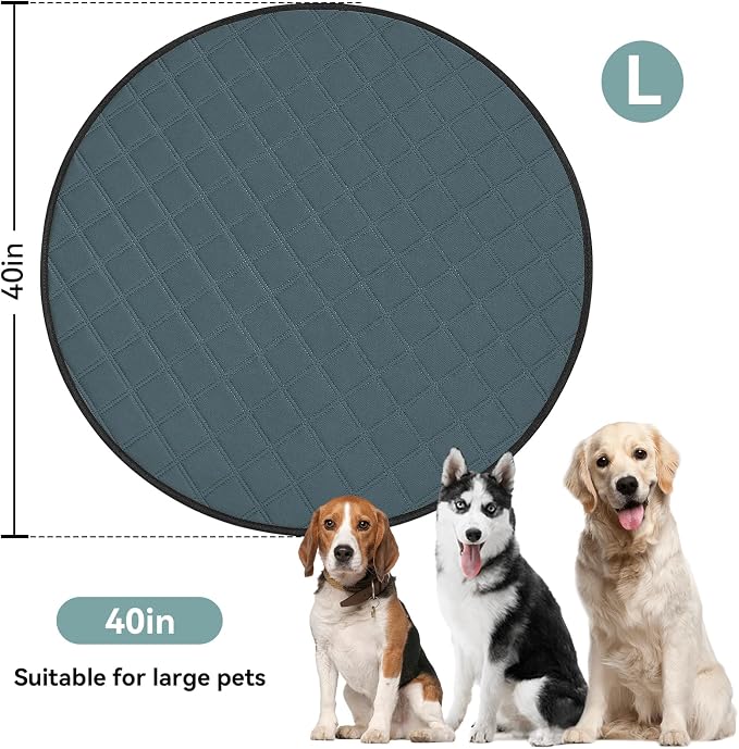 Siedihit Washable Reusable Pet Pee Pads, Absorbent Non-Slip Training Mat for Dog Cat Rabbit Puppy Kitten, Whelping Playpen Crate Bed Cage Home Indoor Outdoor (Large - 2pack, Round)