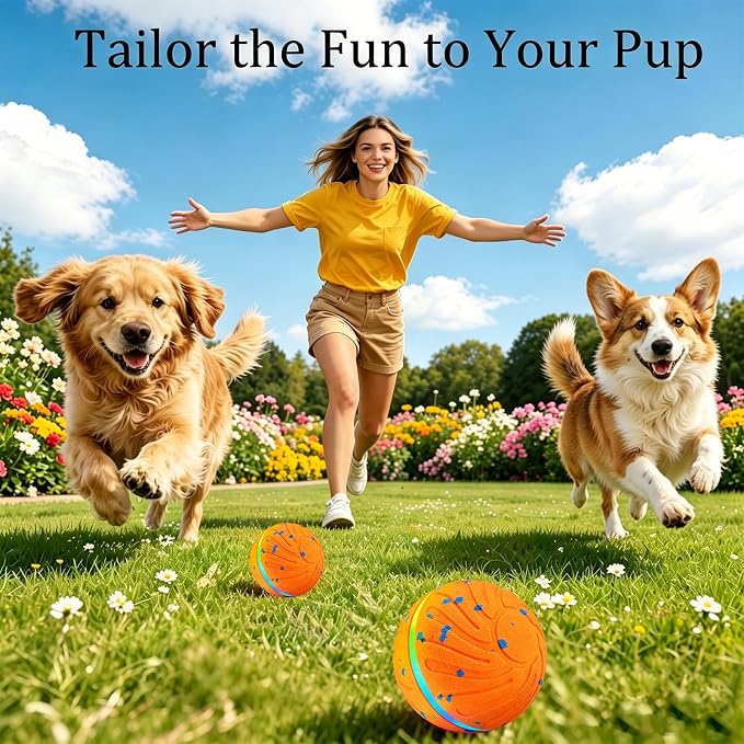 Smart Interactive Dog Toys, 3 Play Modes Smart Moving Bouncing Dogs Ball, E-TPU Moving Dog Toy Ball with RGB Lights, USB Rechargeable, Waterproof Dog Ball, Automatic Dog Toy for Medium & Large Dogs