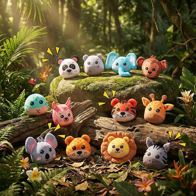 13 Pcs Hide and Seek Dog Toys Activity Puppy Chew Squeaky Animal Plush Woodland Toys with Crinkle Treehouse Interactive Pet Stuffed Gift with Squeakers for Small Medium Pets Dogs Puppy