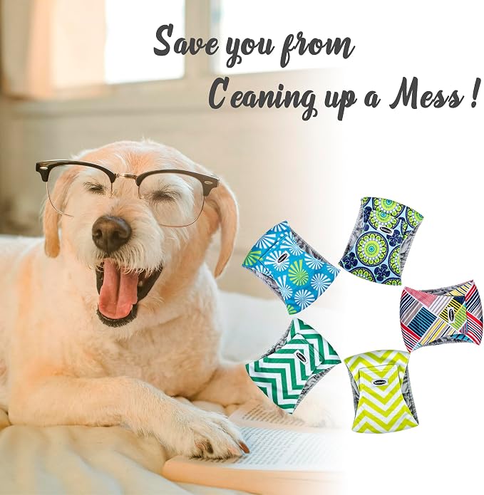 Male Dog Diapers, High Absorbing Dog Belly Bands for Male Dogs, Washable Reusable Dog Males Wraps(5 Pack)