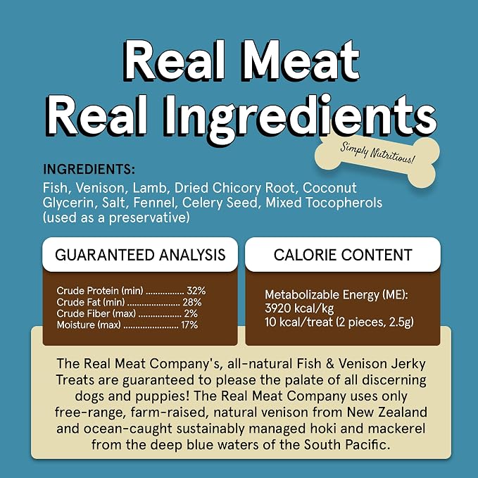 TRMC Real Meat Dog Treats - Three 12oz Bag of Bite-Sized Air-Dried Fish & Venison Jerky for Dogs - Grain-Free Jerky Dog Treats Made with 95% All-Natural, Free-Range Venison & Ocean-Caught Fish
