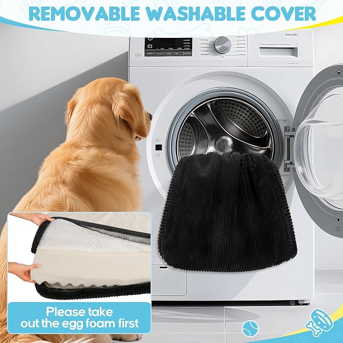 Loiion Thickened 4 in Orthopedic Dog Car Bed, Non-Slip Backseat Pet Mat, Removable Washable for SUVs/Sedans/Trucks, Plush Comfort for Large/Senior Dogs, Easy Clean (Black, XL(56" Lx28.7 M×4" H)