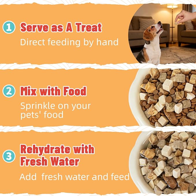 Just Try 16OZ Freeze-Dried Dog Treats Mixed Flavors for Dogs & Cats Raw Single Ingredient Chicken,Salmon, Beef Liver,Chicken Liver,Chicken Heart,Duck,Cod,High Protein Grain-Free Training Treats