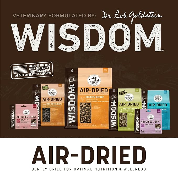 Earth Animal Wisdom Air-Dried Jerky from the Land Recipe | Dog Treats | Dog Snacks | Premium Natural Red Meat Jerky Strips | 4 oz | Made in the USA (Pack of 1)