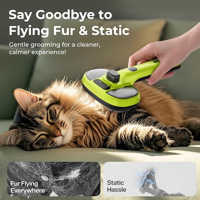 Pet Grooming Tool Bundle: Self-Cleaning Cat Steam Brush + Self-Cleaning Undercoat Rake + Comb