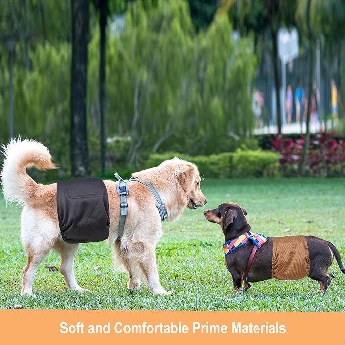 Langsprit Male Belly Bands for Dogs (Pack of 3) - High Absorbing Dog Wraps Male Washable - Reusable Small Doggy Doggie Puppy Dog Diapers XL Size ColorZLH