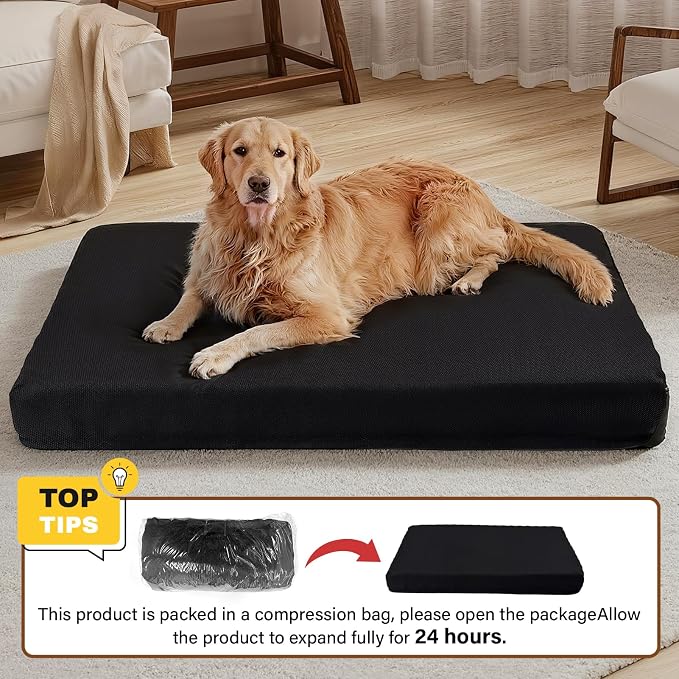 Chew Proof Dog Bed, Indestructible Dog Bed for Aggressive Chewers, Durable Crate Mat Waterproof & Machine Washable Kennel Pad for Indoor Outdoor