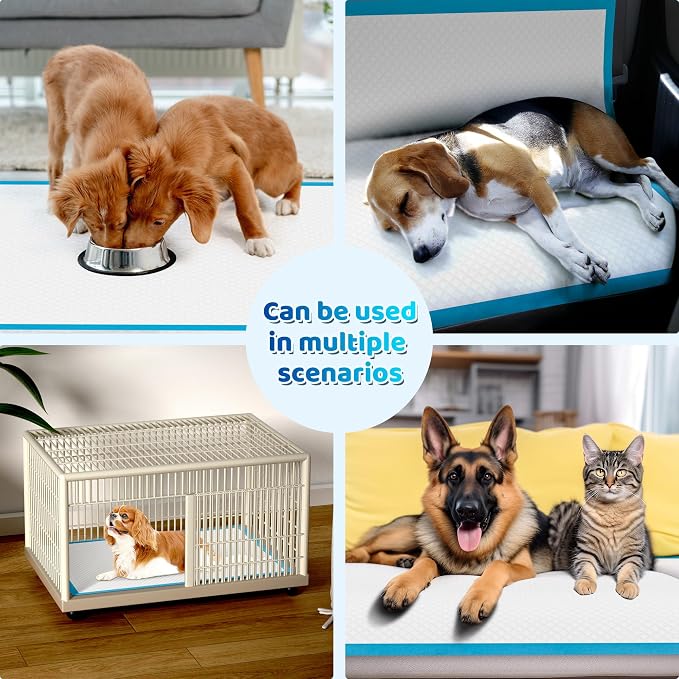 Bulubaky Upgrade Leak-Proof Pet Training and Puppy Pads, 36"x36" 30Counts + 28"x34" 50Counts Pee Pads for Dogs with Thicken Polymer Heavy Absorbency for Cats Dogs Rabbit Parrots