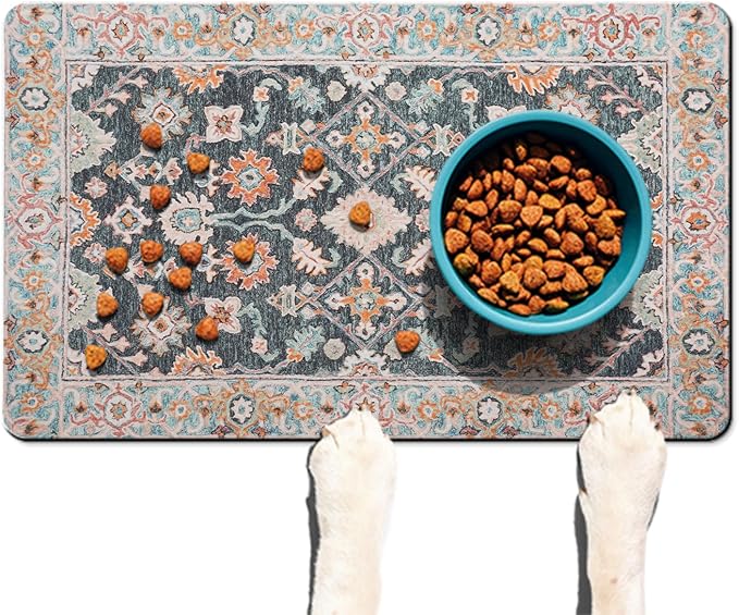Dog Food Mat for Floors Waterproof Quick Dry Pet Placemat Cat Feeding Bowls Mats for Food and Water, Eco-Friendly Dog Accessories Diatomite Pets Supplies 17" X 30"