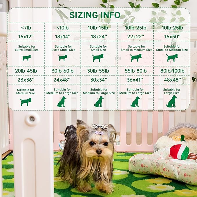 Qeils Reusable Puppy Pads for Small Dogs, Washable Pee Pads with Non-Slip , Absorbent Leakproof Mat for Crates, Playpens, Pet Beds & Whelping, Indoor Potty Training Grass Green, 22"x22", 2 Pack