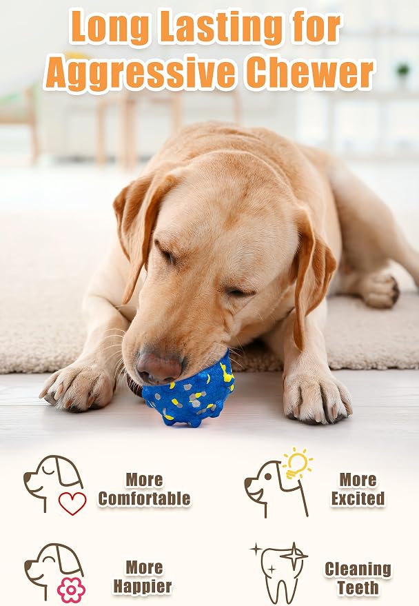 Moonorange 1.96'' Dog Balls for Dogs Aggressive Chewers Indestructible Tennis Durable Bouncy Interactive Dog Toy Balls for Fetch Game Floating Training(Blue Small)
