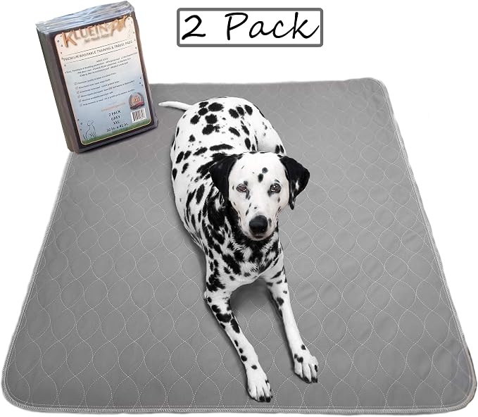 Washable Pee Pads for Dogs | Non-Slip Quick Dry| Fast Absorbing Wee Mat for Playpen Housebreaking Indoor Potty Training Whelping Incontinence Travel (2-Pack 36x41in, Grey Extra Padded)