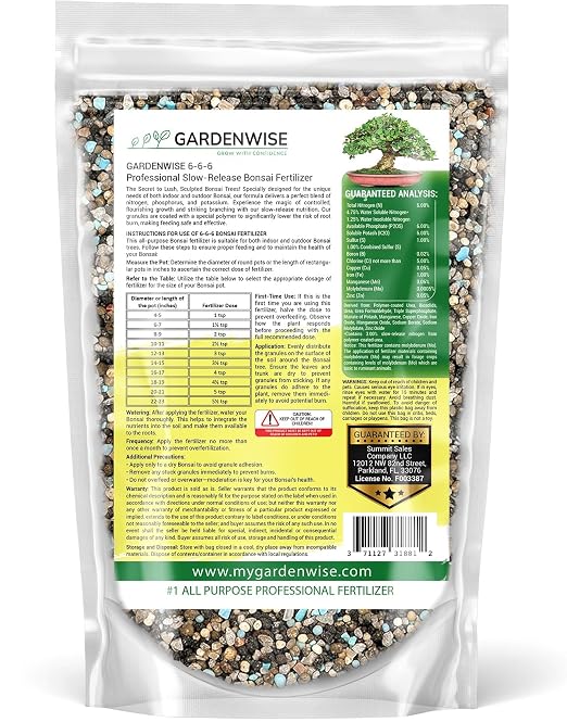 GARDENWISE Bonsai Fertilizer Pellets – Slow-Release Bonsai Tree Fertilizer & Food for Compact Growth, Dense Branching & Healthy Roots | Ideal for All Bonsai & Money Tree (7 OZ)