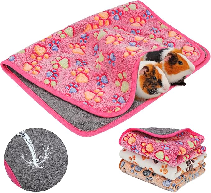 YUEPET 6Pcs Waterproof Guinea Pig Blankets Washable Small Animal Fleece Cage Liners Pet Soft Sleep Mat Pad Cover Warm Flannel Throw for Hamster Guinea Pig Rabbit Chinchilla Hedgehog Ferret