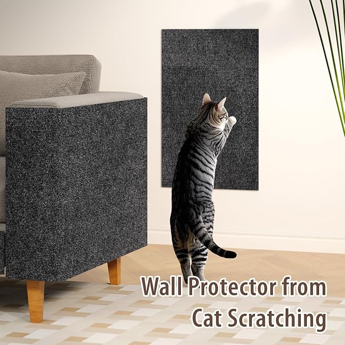 Cat Scratch Furniture Protector, 78.7''x15.7'' Adhesive Scratcher Pad Deterrent for Couch Sofa and Chair,DIY Cat Climbing Scratch Pad for Indoor Cats (Grey)