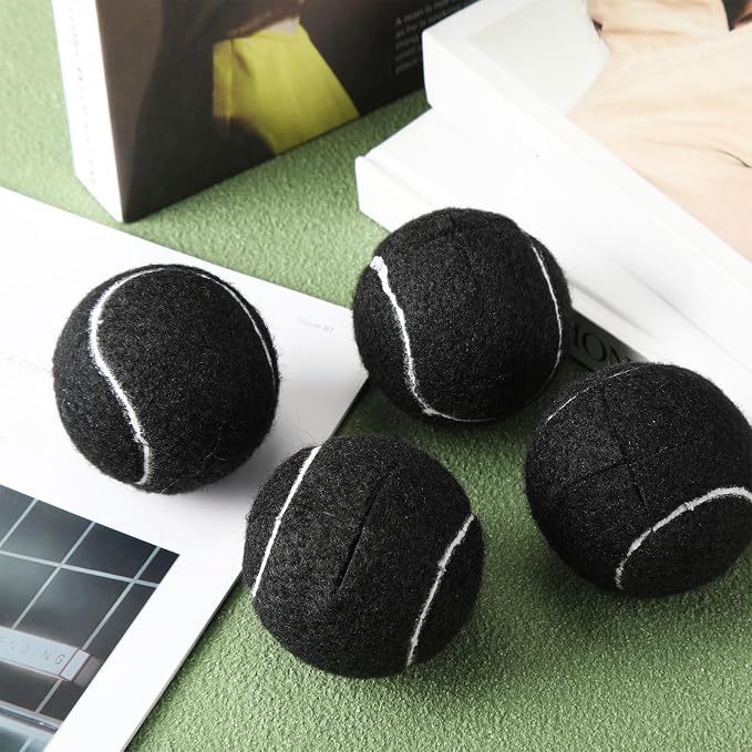 40 Pcs Tennis Balls for Furniture Legs and Floor Protection Precut Tennis Balls for Chairs Tennis Ball Chair Foot Covers for Floor Protection Chair and Desk Legs Coverings (Black)