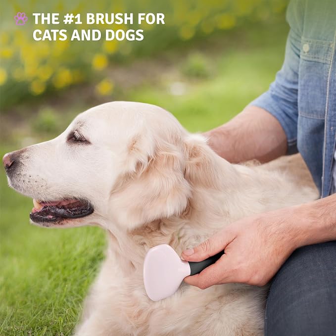 Poodle Pet Bundle - Dematting Fur Rake Comb Brush Tool with Steel Safety Blades for Detangling Matted or Knotted Undercoat Hair and Slicker Brush for Small and Large Dogs Pet Hair Remover