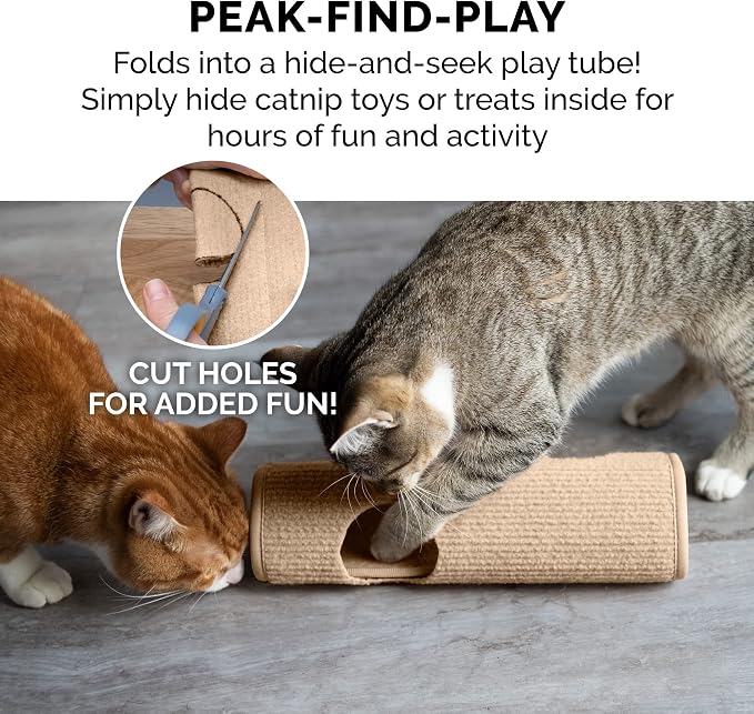 Furhaven Wrap Around Scratching Post Cover for Indoor Cats, Fits Posts Up to 3.5" Diameter, Durable & Less Mess - Tiger Tough Carpet Scratch Mat - Cream, Extra Large/XL