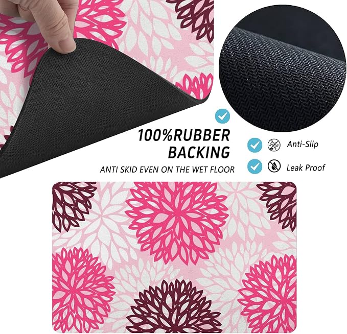 Dog Food Mats for Floors, Absorbent and Quick-Drying Pet Cat Food Mat,Anti-Fouling and Easy-to-Clean Pet Feeding Mat,Dog Bowl Mat for Messy Drinking Water Bowls.16x24, Bohemia Dahlia Floral Style