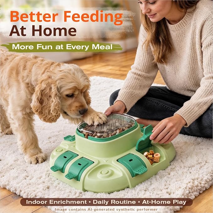 KADTC Dog Puzzle Toy, 2 Levels of Challenge, Push-to-Release Treat Dispenser, Slow Feeder & Mental Stimulation Enrichment Toy for Small Medium Large Dogs