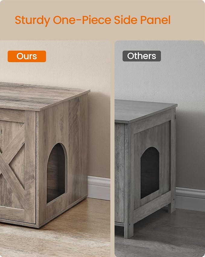 Feandrea Cat Litter Box Enclosure, Litter Box Furniture Hidden, Indoor Cat House, End Table, 27.6 x 19.7 x 19.7 Inches, Heather Greige UPCL022K01