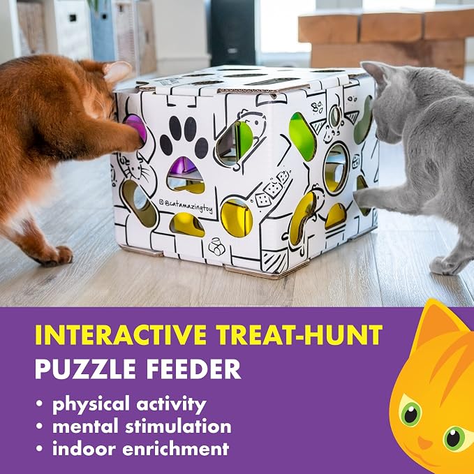 Cat Amazing Sliders β Puzzle Toy for Indoor Cats β Treat Box Interactive Maze β Enrichment Feeder β Best Cat Toy Ever!