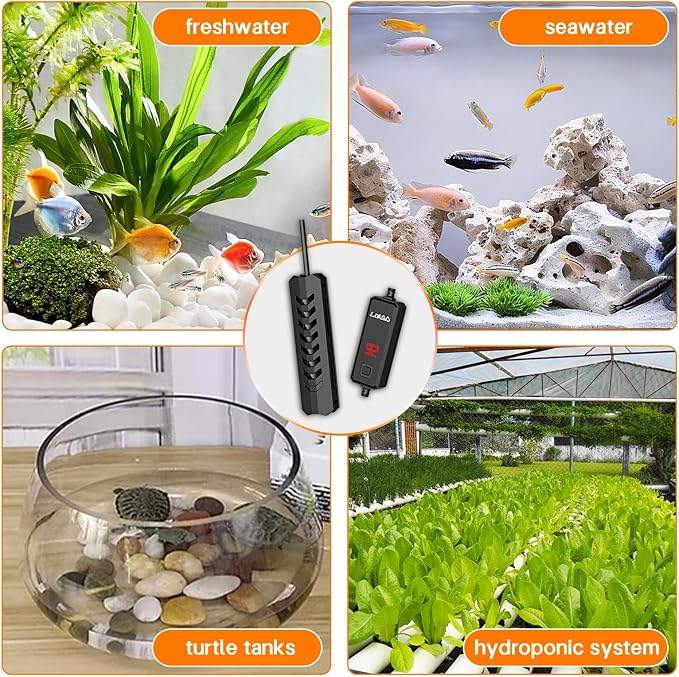 Upgraded 10W Intelligent Aquarium Heater,59°F-93°F Submersible Fish Tank Heater with Intelligent Digital Display Controller and Auto Power Off for 1-3 Gallon Freshwater Saltwater Fish Tanks