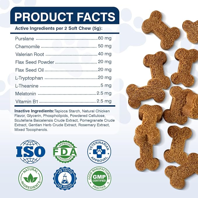 Calming Chews for Dogs 300ct with Melatonin-Stress & Anxiety Relief Sleep Aid Treats for Small/Medium/Large Dogs-Storms, Fireworks, Thunder, Barking, Separation Vet Approved Chicken Flavor
