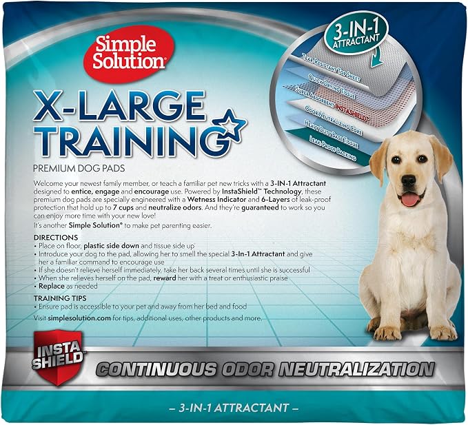 Simple Solution Extra Large Pee Pads For Dogs, Puppy Potty Training, Leak Proof Dog Pads, Pet Pee Pad, Disposable Puppy Pad, XLARGE 28"x30", 100 Count