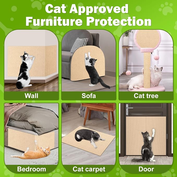 ENONCI 78.7"x15.8" Large Couch Protector from Cat Claws,Anti Scratch Furniture Protector for Cats Corner Wall Scratcher,Replacement for Cat Tree Post Shelves