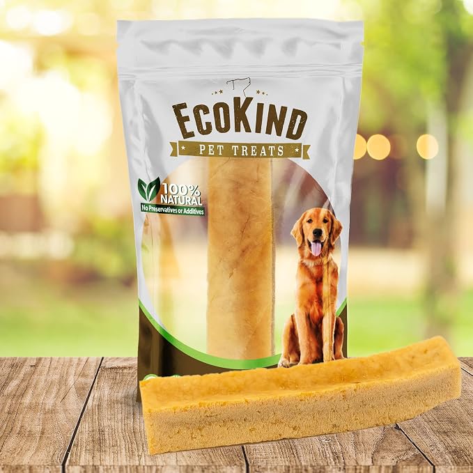 EcoKind Yak Cheese Himalayan Dog Chews, Yak Chews for Large Dogs, Long Lasting Bone for Aggressive Chewers, Only 4 Ingredients, Natural High Protein Dog Treats, No Additives, Chicken, Large - 1 Chew