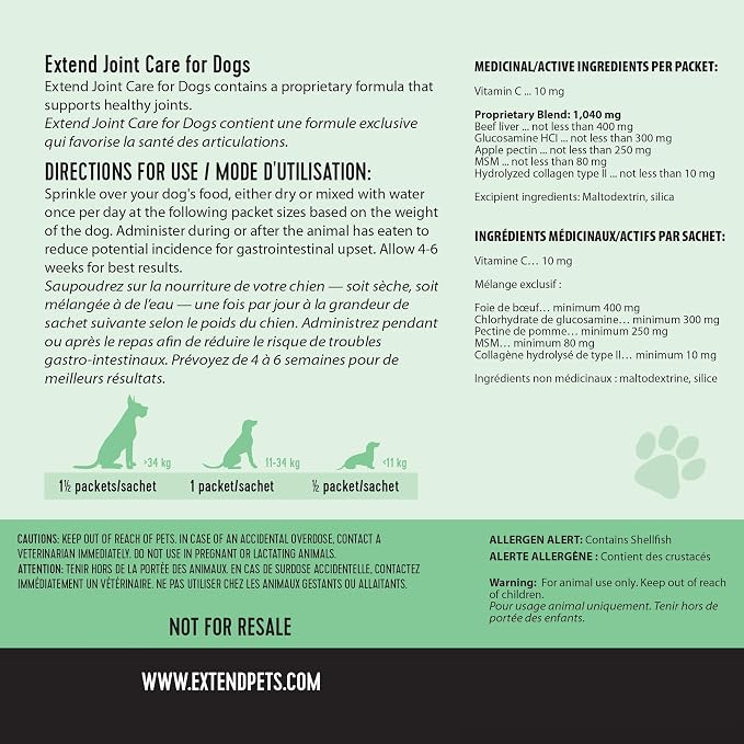 Extend Joint Support for Dogs Hip and Joint Supplement for Dogs Glucosamine Hip & Joint Support Arthritis Supplement, Support Healthy Joints, Mobility & Flexibility for All Dog Breeds - Made in USA
