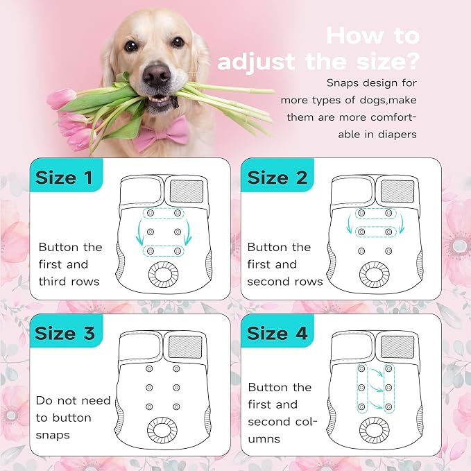 Paw Legend Washable Reusable Female Dog Period Diapers for Heat Doggie Puppy Diapers for Female Dogs (3 Pack, X-Small)