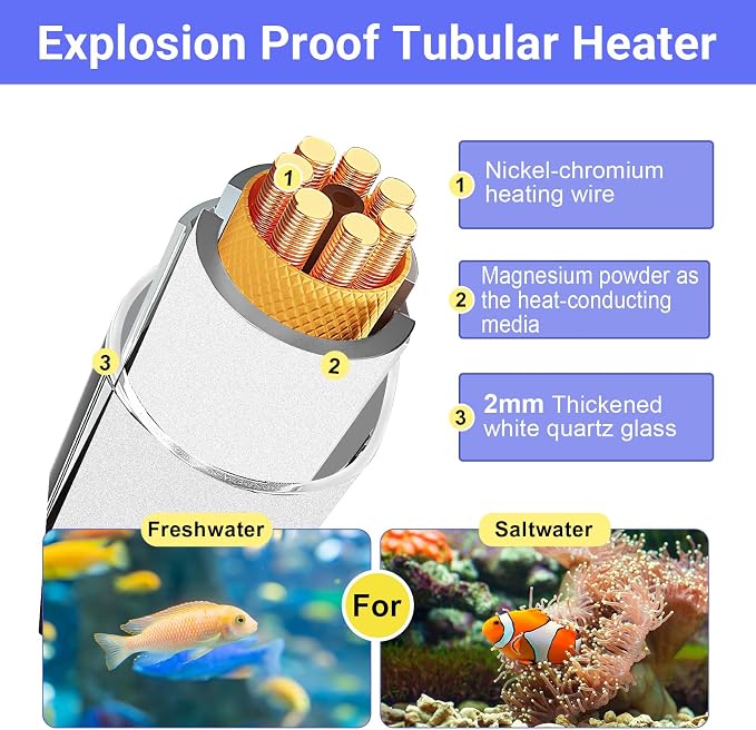 hygger ECO Precise Aquarium Submersible Heater, 200W for 20-40 Gallon Fish Tank Heater with Digital Display Adjustable Controller for Saltwater Freshwater