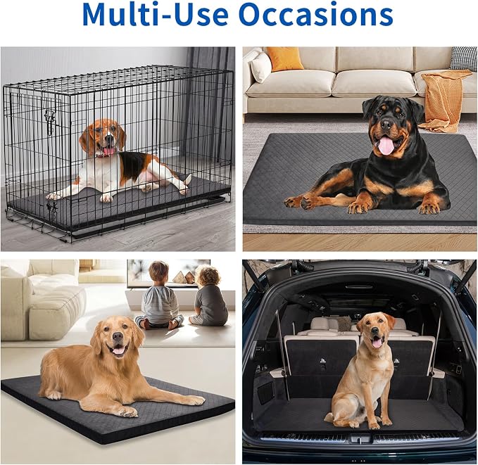 Indestructible Dog Beds, Enhanced Quilted Chew Proof Dog Crate Pad for Aggressive Chewer, Washable Cover Dogs Mat for Crate, Non-Skid Kennel Pad, Durable Pet Bed for Puppy (Gray, 23"x18")