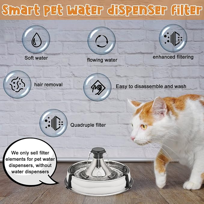 Sweetude 24 Pack Pet Charcoal Filters Pet Fountain Filter Replacement Charcoal Water Filter Compatible with Drinkwell 360 and Drinkwell 360 Stainless Steel Multi Fountain for Dog Cat