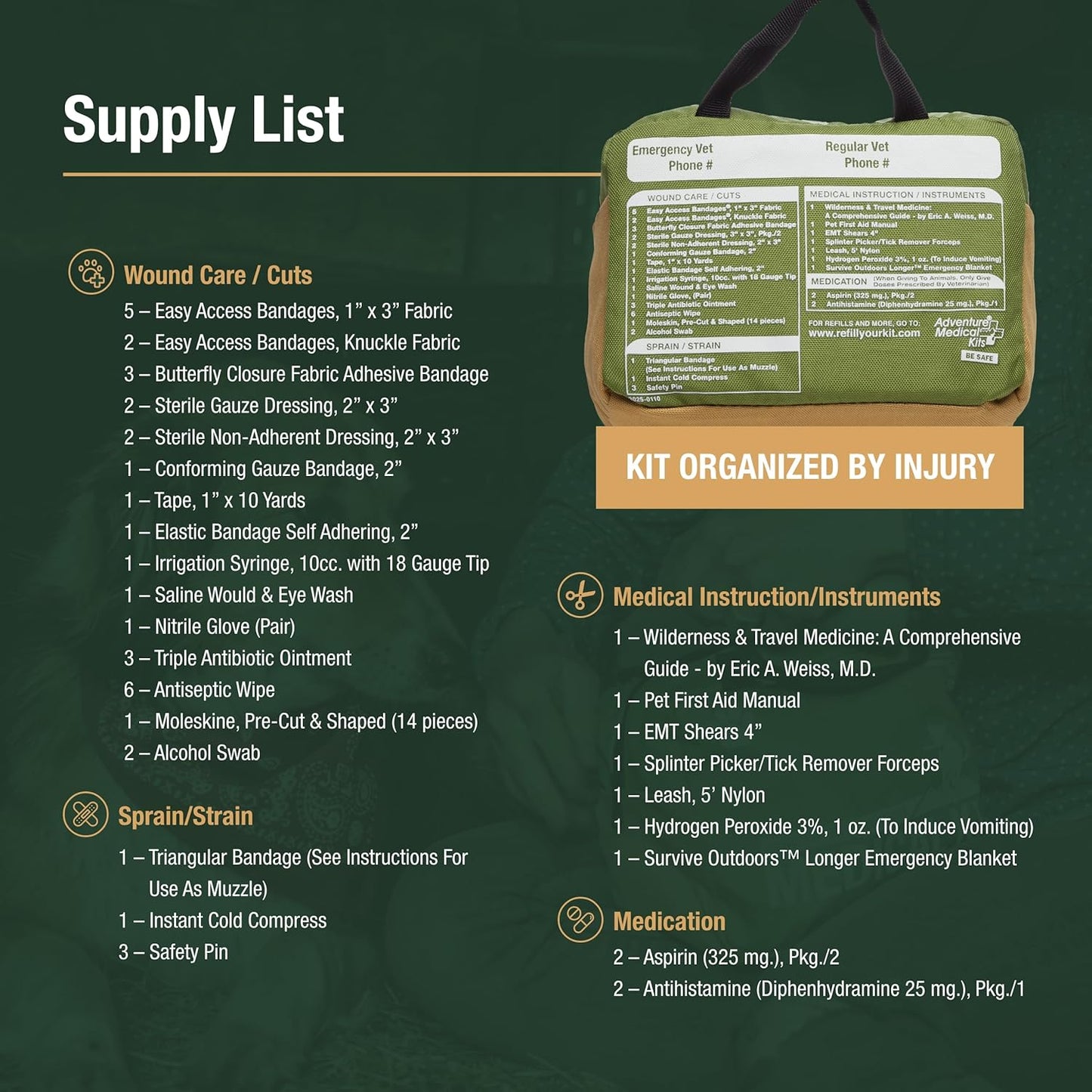 Adventure Medical Kits Me & My Dog Medical Kit - Human & Canine First Aid Essentials - Includes Cold Pack, SOL Emergency Blanket, Splinter Picker & More