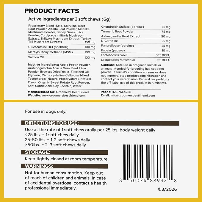 Diamondg Dog Mutivitamin Chews with Turkey Tail & Probiotics, 60ct - All in One Dog Nutritional and Health Supplement to Support Critical Immune Defense for Puppy & Senior, Daily Multivitamin for Dogs