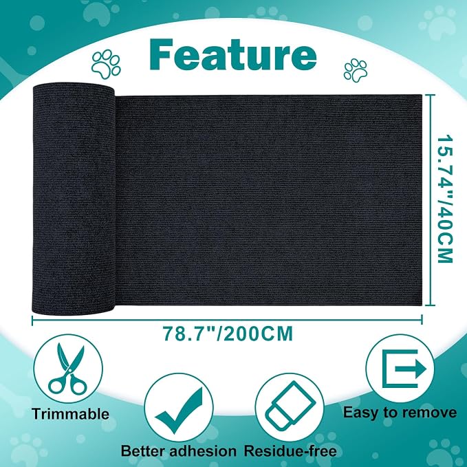ENONCI 78.7"x15.8" Large Couch Protector from Cat Claws,Anti Scratch Furniture Protector for Cats Corner Wall Scratcher,Replacement for Cat Tree Post Shelves