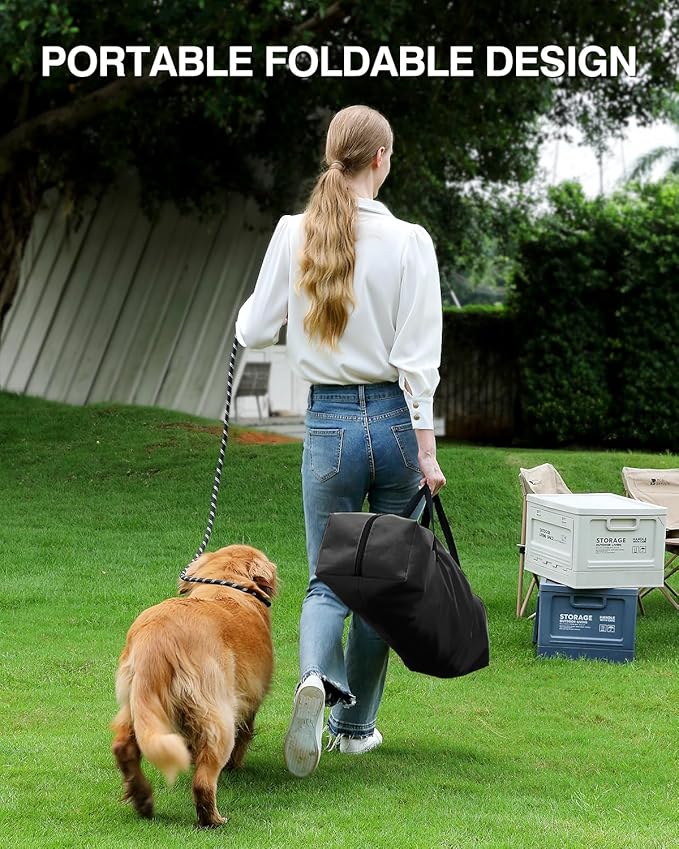 Veraste 24" L x 17" W x 17" H Collapsible Travel Dog Crate, Portable Soft Dog Kennel for Small Medium Pets up to 30 lbs, 4-Door Foldable Travel Crate with Durable Mesh & Storage Bag, Black