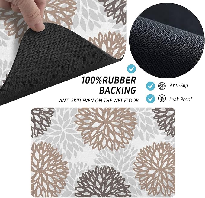 Dog Food Mats for Floors, Absorbent and Quick-Drying Pet Cat Food Mat,Anti-Fouling and Easy-to-Clean Pet Feeding Mat,Dog Bowl Mat for Messy Drinking Water Bowls.17x32, Bohemia Dahlia Floral Style
