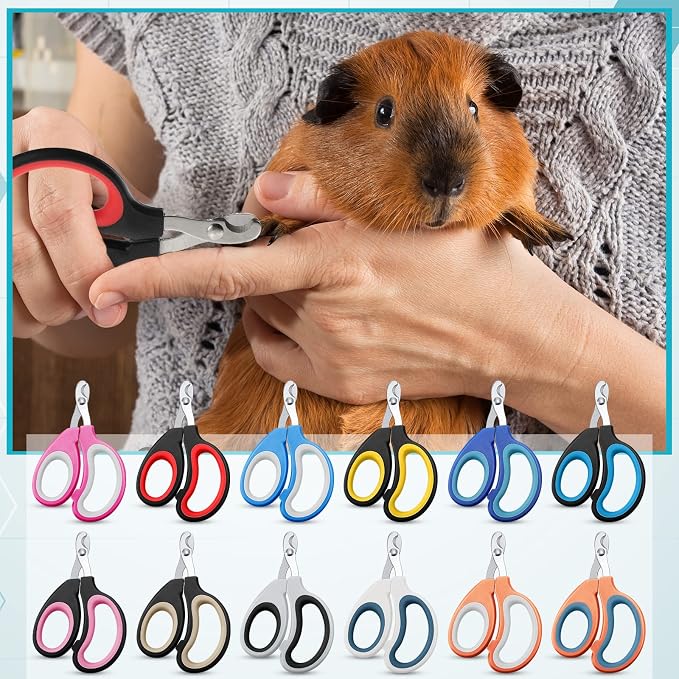 Therwen 12 Pcs Cat Nail Clipper Bulk Cat Nail Trimmer Kitten Claw Clippers Pet Nails Cutter Claw Care for Cats Kittens Bunny Puppy Rabbit Gatos Sharp Safer (Moon-Shaped,Multiple Colors)